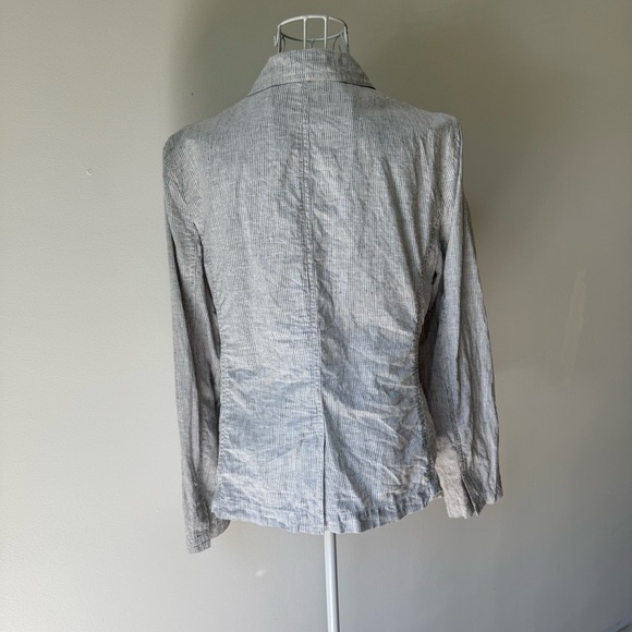 Eileen Fisher Hemp Organic Cotton Striped Blazer 2 button long sleeve SZ M - Picture 5 of 8